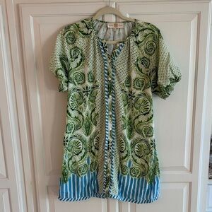 Anna Cate Green and Blue Patterned dress